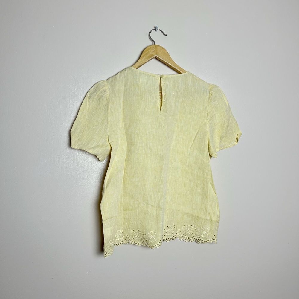 CLEAROUT! Pale Yellow Nordstrom Signature Eyelet Top Size S EUC - Picture 4 of 5